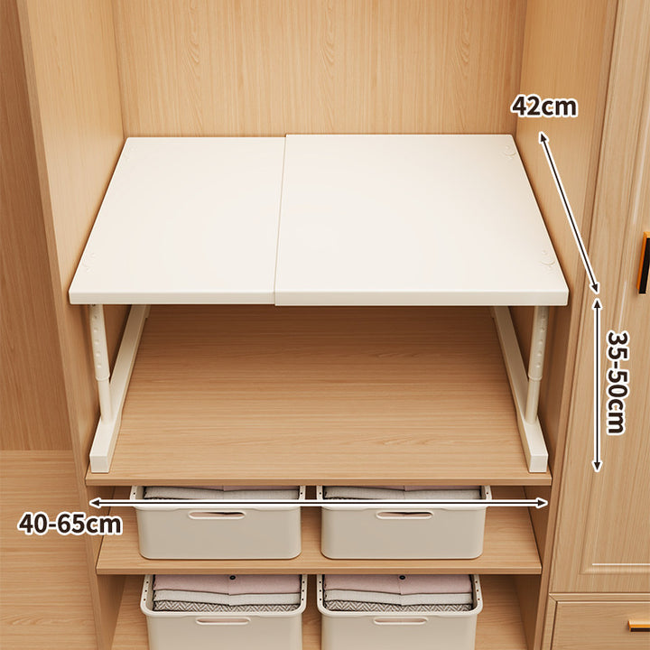 Erweiterbare Klappkleiderschrank-Regalplatte mit teleskopischer Unterstützung