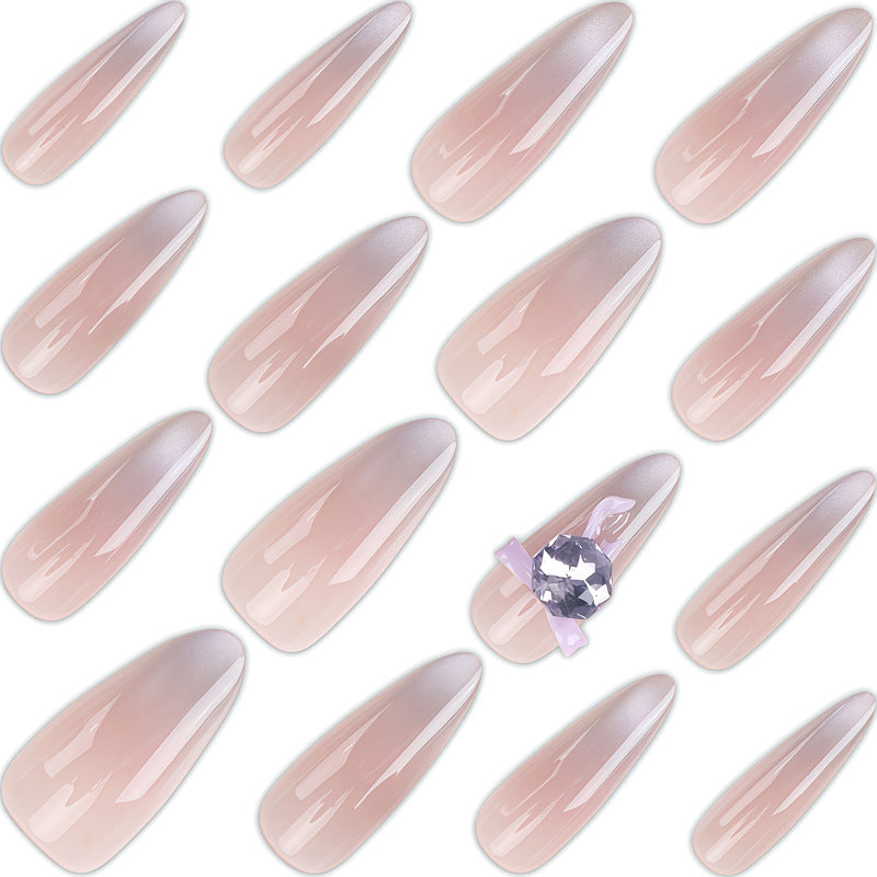 Künstlerisches Ombre Press-On Nageldesign mit Kristallakzent Karnz