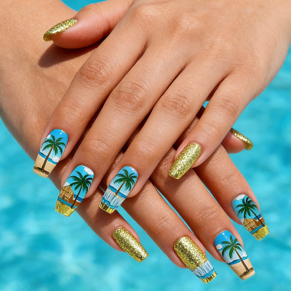 Tropisches Paradies Press-On Nagelkunst Set Karnz