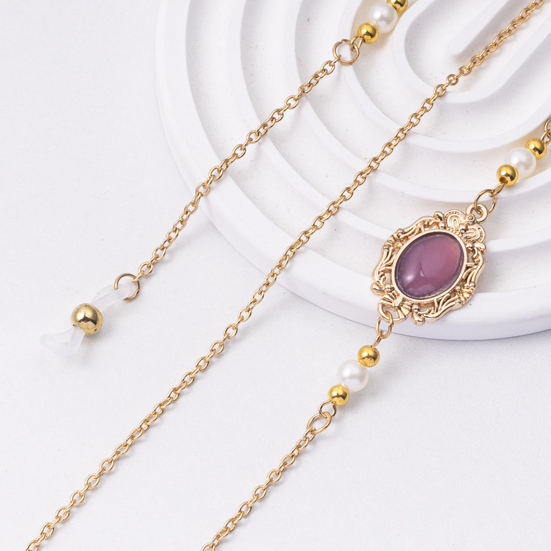 Elegante Brillen Kette mit dekorativen Edelsteinen Karnz