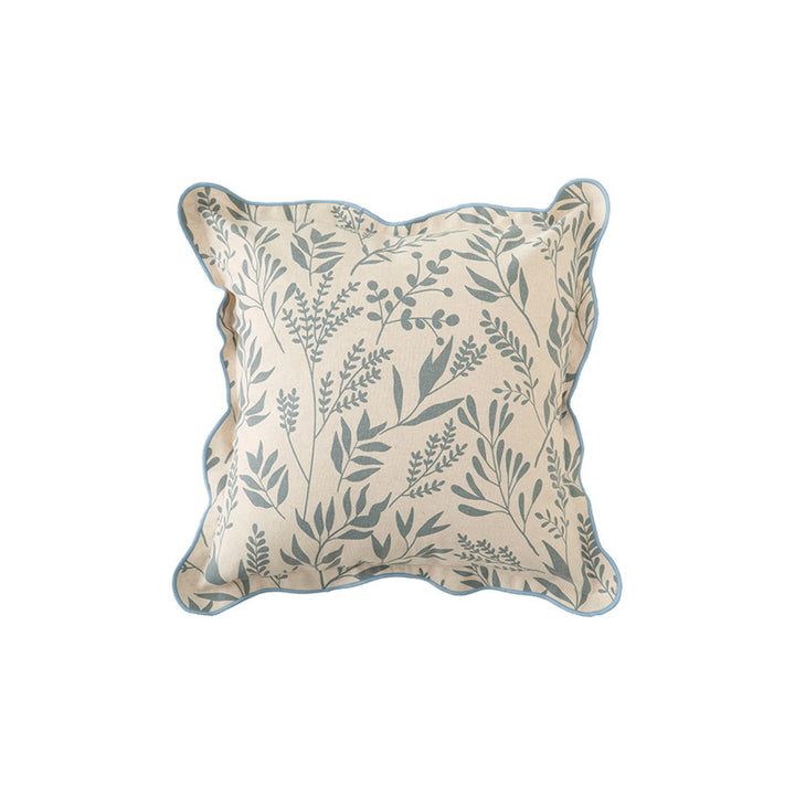 Quadratischer Zierkissenbezug mit gewellter Kante und botanischem Print Karnz