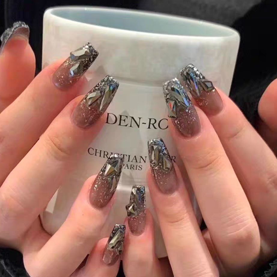 Glamouröse mit Kristallen verzierte Press-On-Nagelset Karnz 1787395125