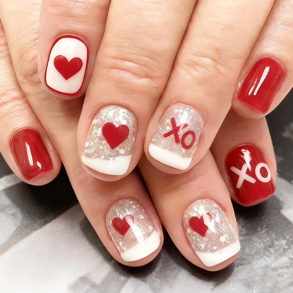 Romantisches Herz-Themen Nagelkunst-Set Karnz