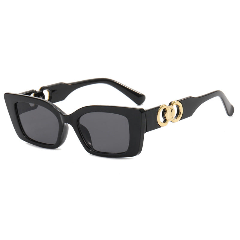Damen modische quadratische Sonnenbrille mit goldenen Verzierungen Karnz