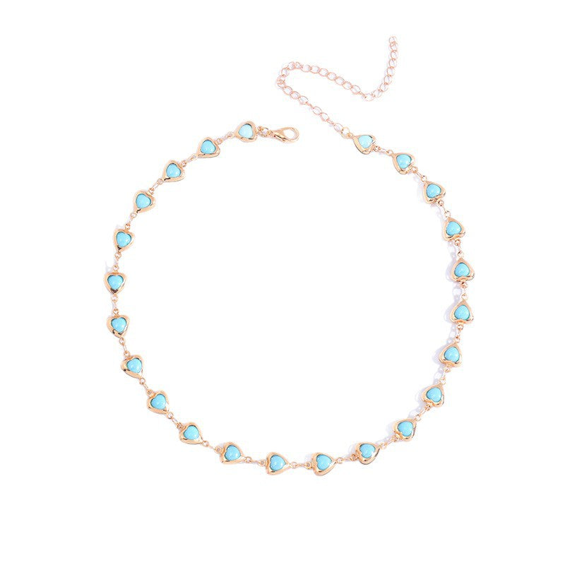 Herzförmige Edelstein Choker Halskette Karnz