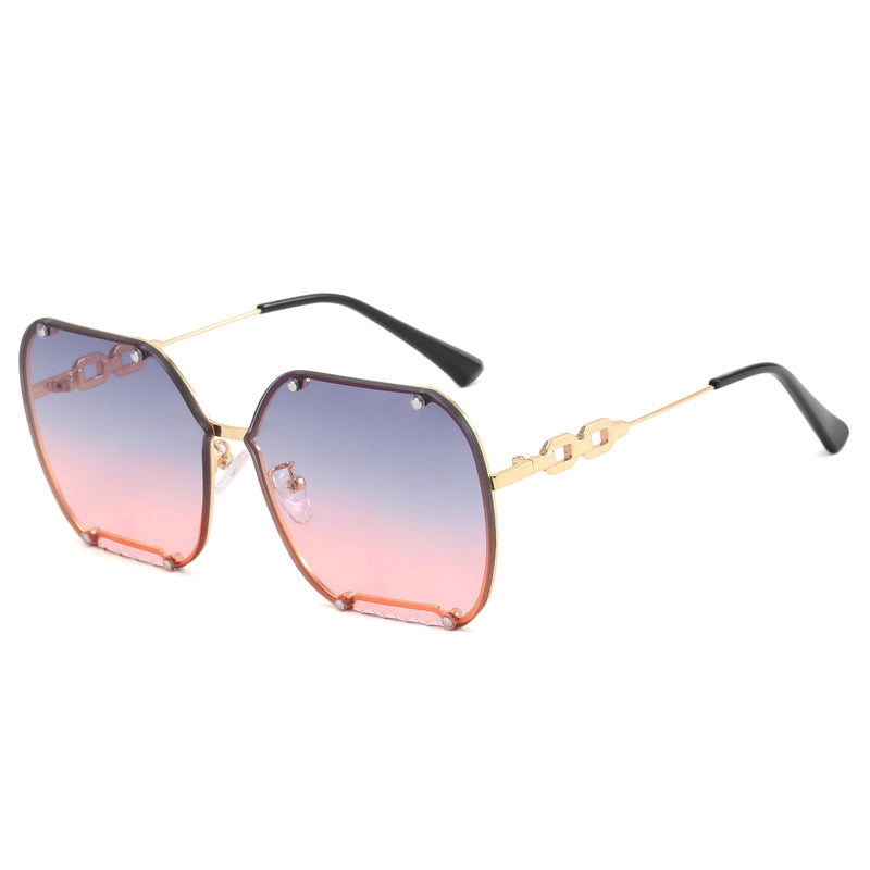 Damen elegante sechseckige Designer-Sonnenbrille mit luxuriösen Akzenten Karnz