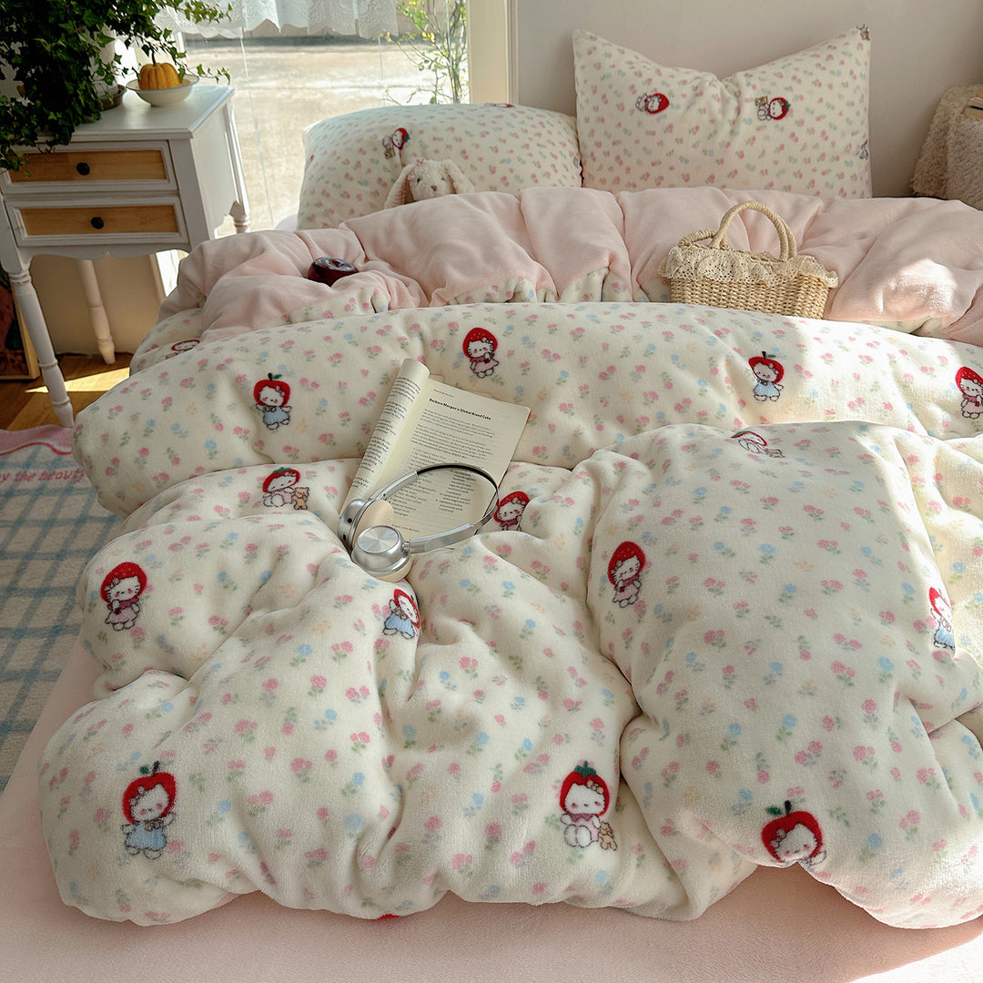 Ultra-Plüsch Teddy-Motiv Mikrofleece Komfortdecke mit gestepptem Loft