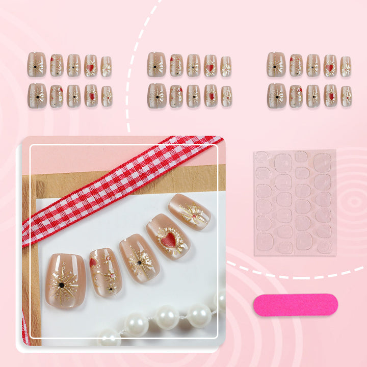 Dekoratives Herz-verzierte Press-On Nail Set