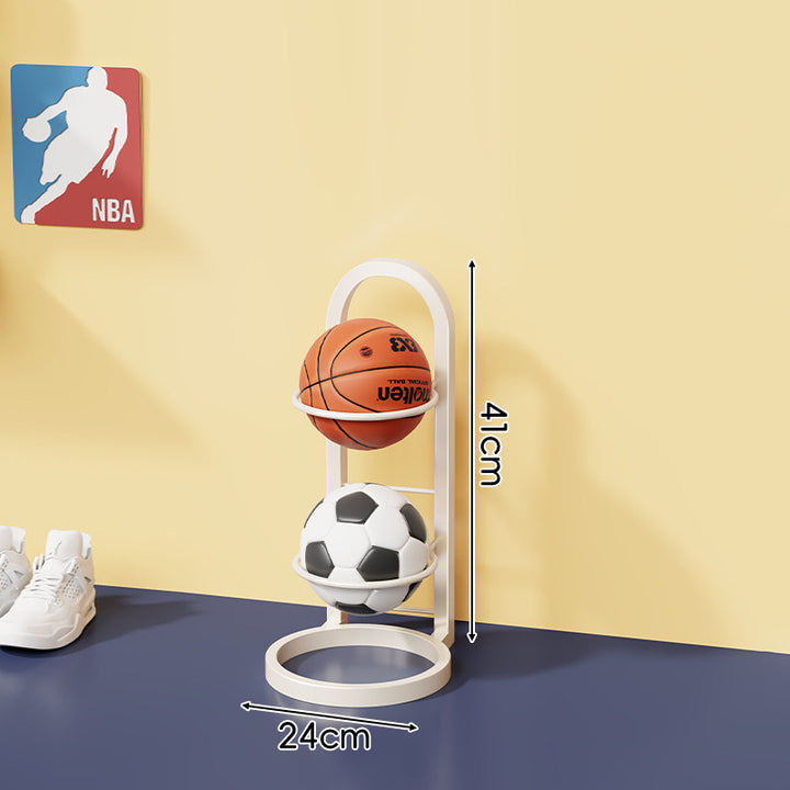 Vertikaler Sportball-Lagerregal mit vier Körben und schlankem Metallrahmen