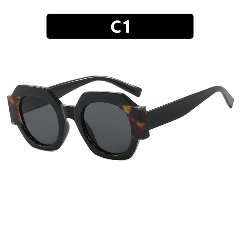 Damen trendige Sonnenbrille im hexagonalen Design Karnz