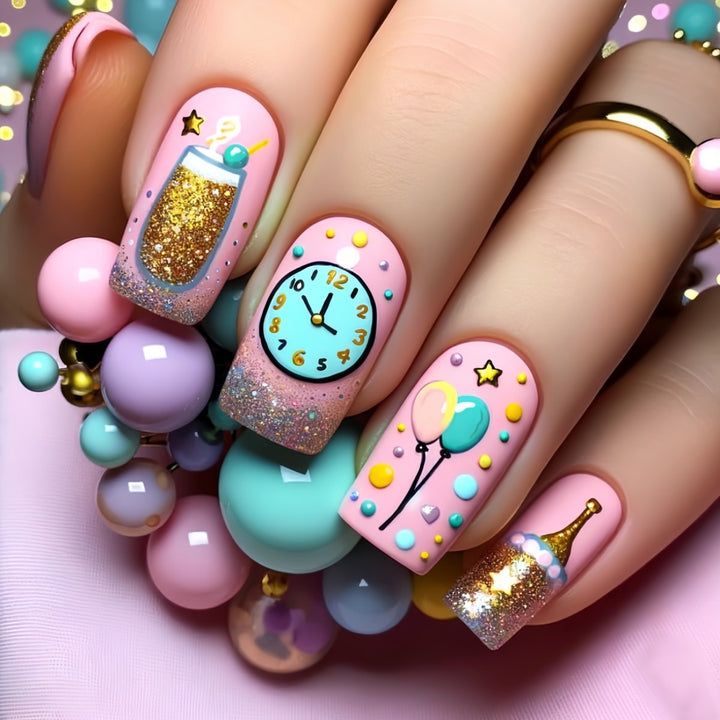 Festliche Feier Druck-On Nagelkunst Karnz