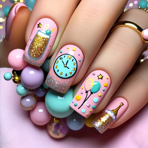 Festliche Feier Druck-On Nagelkunst Karnz