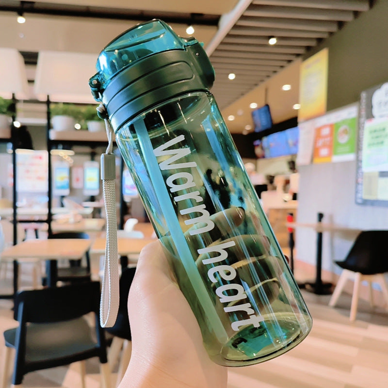 Damen transparente Trinkflasche mit ergonomischem Deckel Karnz