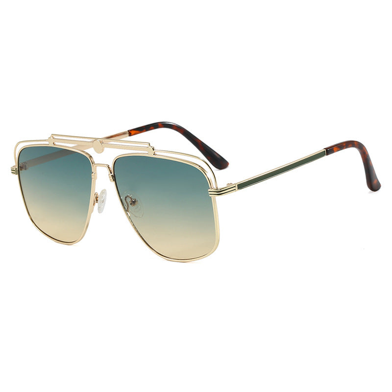 Damen elegante quadratische Sonnenbrille mit goldenen Akzenten Karnz