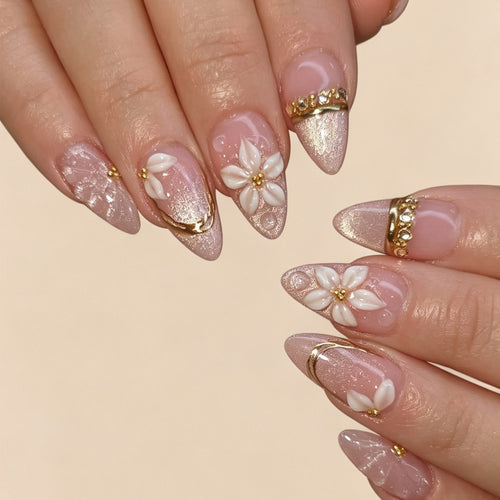 Künstlerische florale Acryl-Press-On-Nägel Karnz