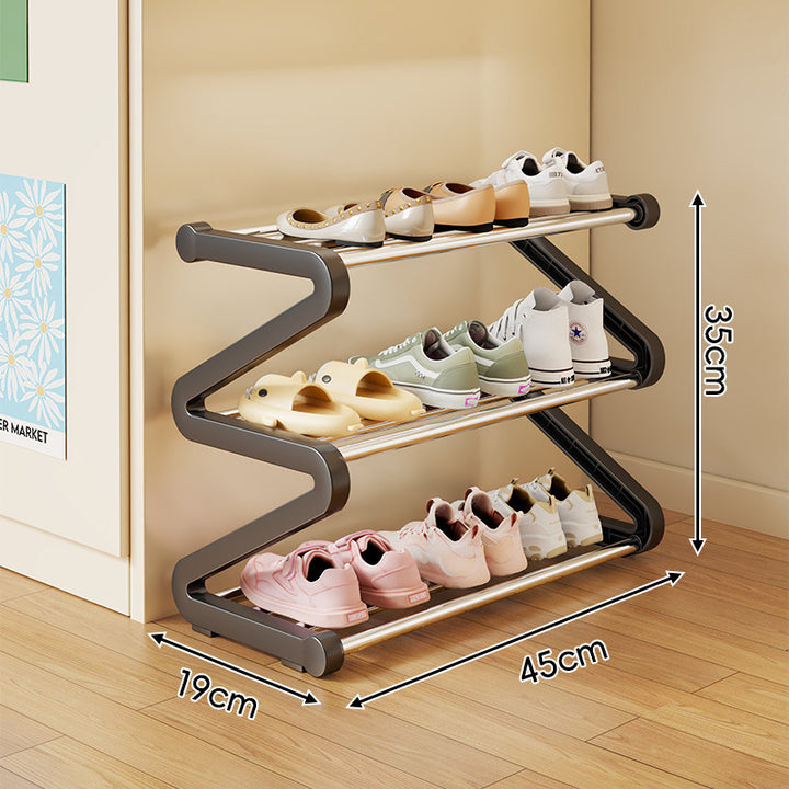 Kompakter Z-förmiger Multi-Tier platzsparender Schuhregalorganisator