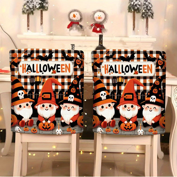 Elastische Stuhlrückenbezüge mit Halloween-Katzenmotiv