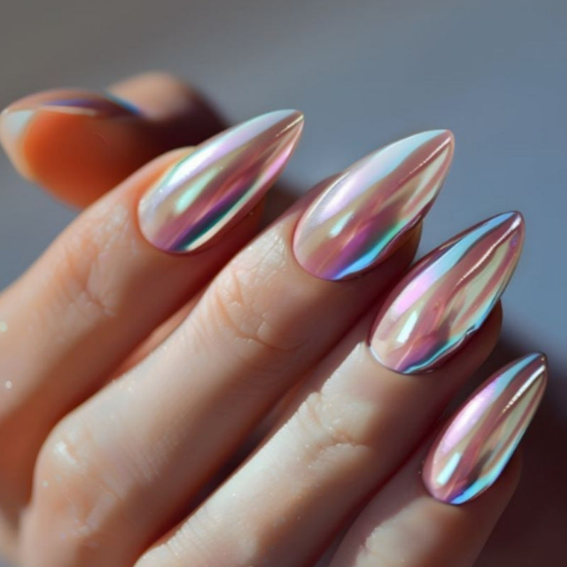 Iridescent Press-On Nail Tips Karnz