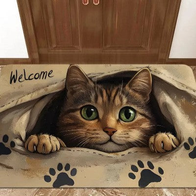 Niedlicher Cartoon-Katzen Willkommen Matte