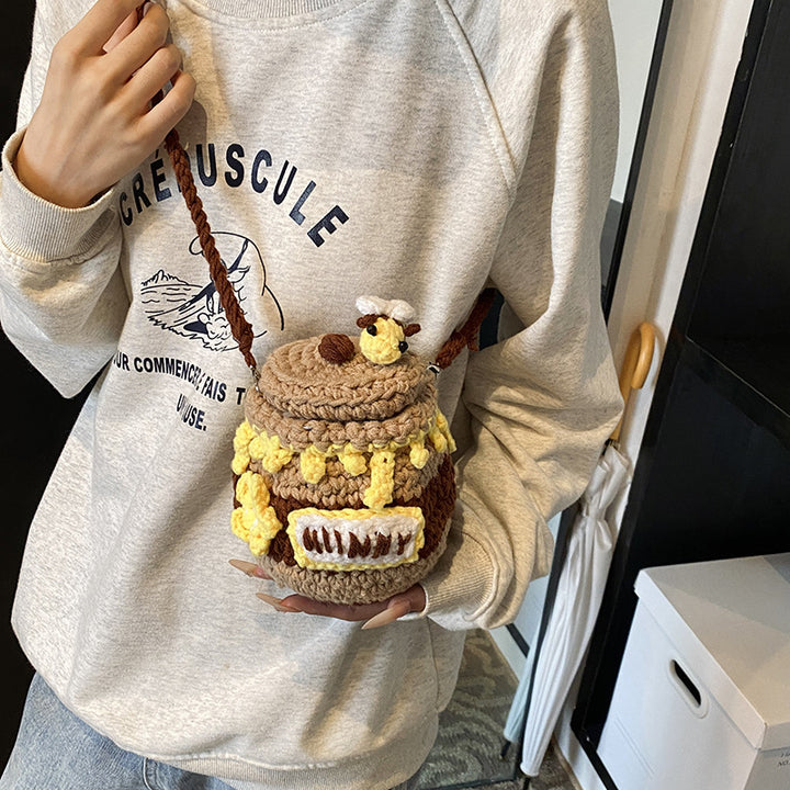 Spaß Häkel Honigglas Mini Tasche