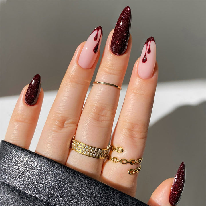 Glamourös Glitzerndes Press-On Nagelset Karnz