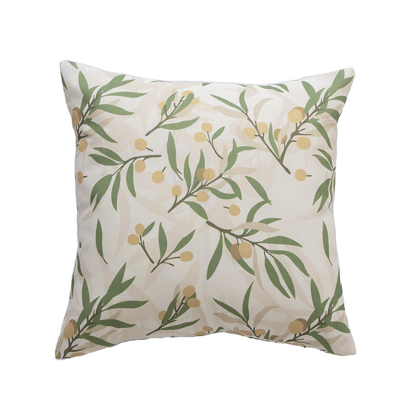 Rechteckiges Zierkissen mit skizzenhaftem Blumenprint und feiner Leinenoptik
