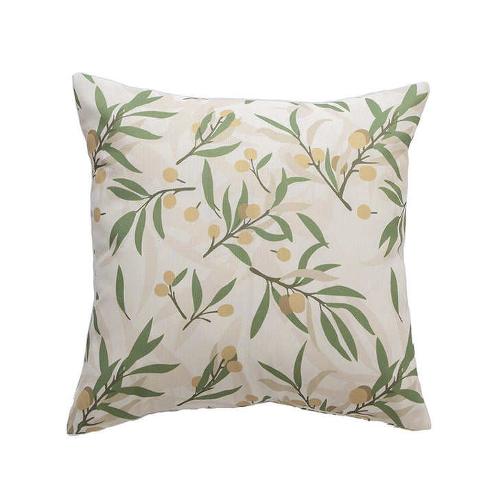 Rechteckiges Zierkissen mit skizzenhaftem Blumenprint und feiner Leinenoptik