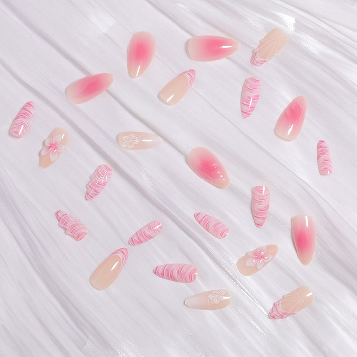 Glamorous Floral Ombre Druck-nägel Karnz
