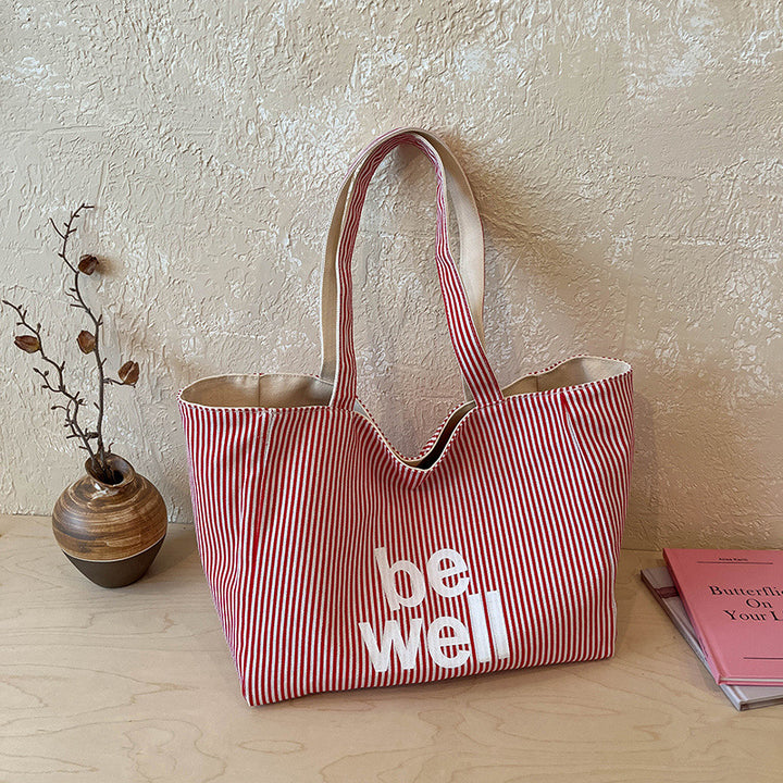 Gestreifte Canvas-Tote-Tasche