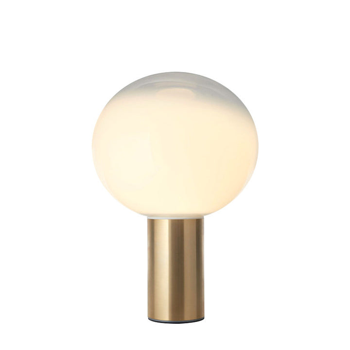 Moderne künstlerische Tischlampe mit schlankem Metallbasis und Globusschirm