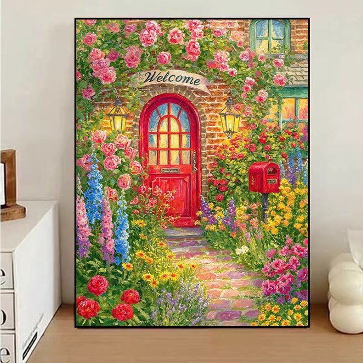 Charmante florale Willkommens-Leinwandkunst Karnz