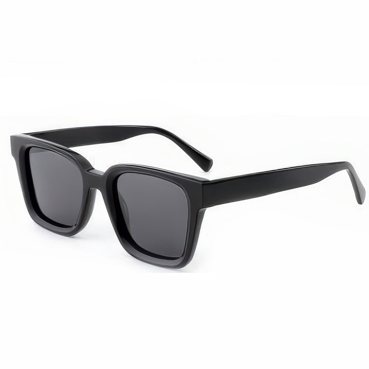 Damen modische quadratische Sonnenbrille mit transparentem Kunststoffrahmen und polarisierten Gläsern Karnz