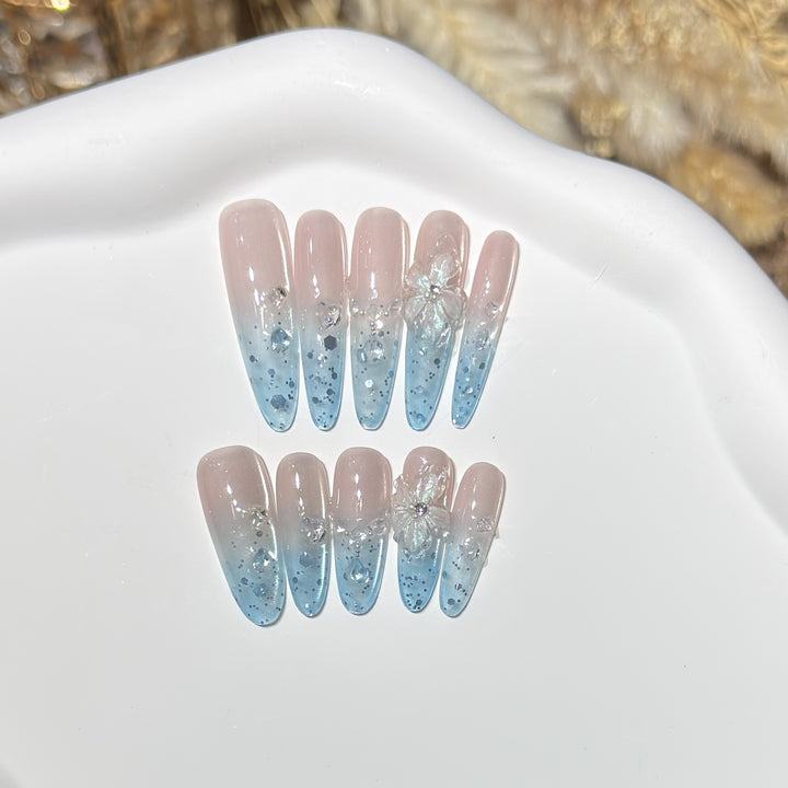 Ombre Floral Press-On Nail Art Set Karnz