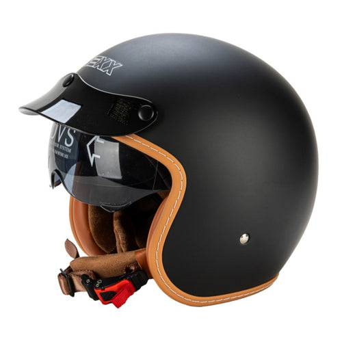 Retro Halbschalen-Motorradhelm mit Visier Karnz