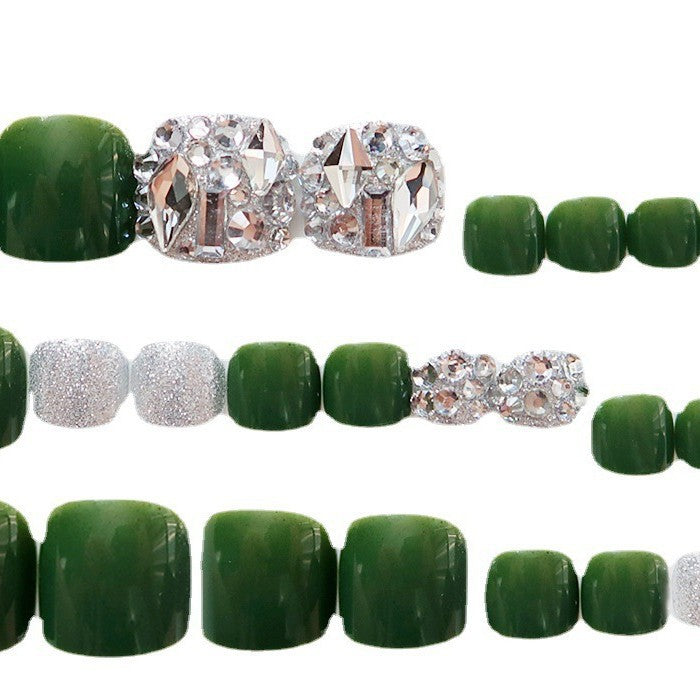 Dekoratives, mit Strass verziertes Press-On Zehennagel-Set 1790727289