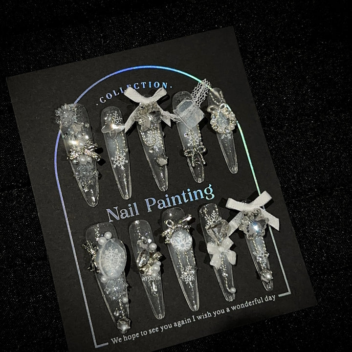 Ausgefallenes Press-On Nageldesign-Set