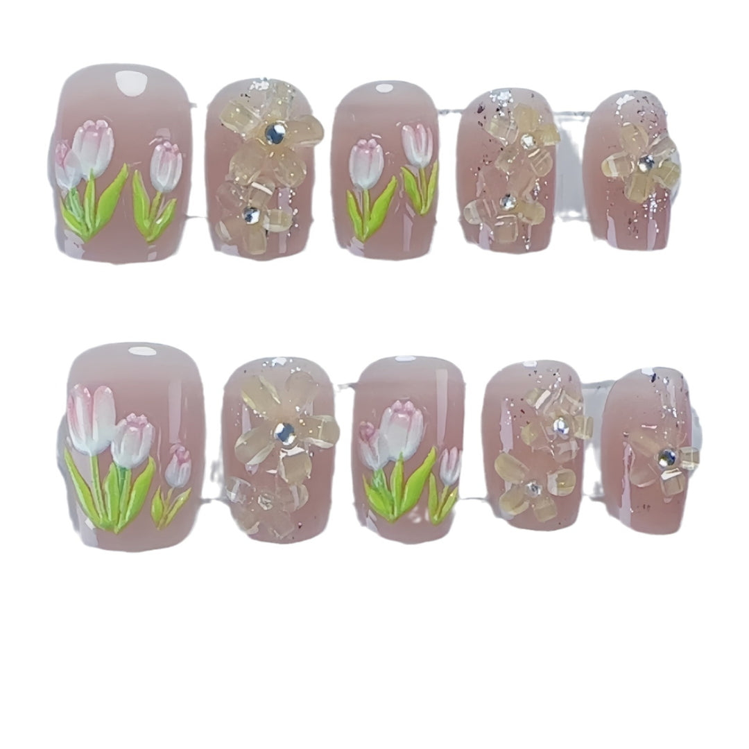 Floral Art Press-On Nail Set Karnz