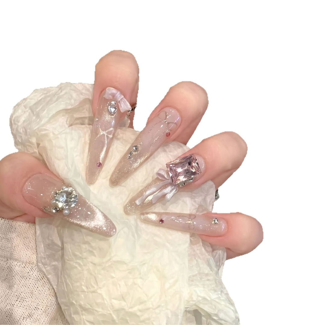 Verzierte mit Strass besetzte Stiletto-Press-On-Nägel Karnz