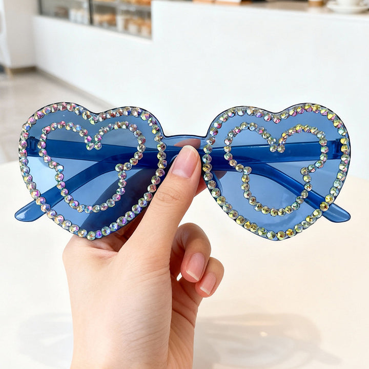 Rhinestone-besetzte herzförmige Sonnenbrille Karnz 1787141236
