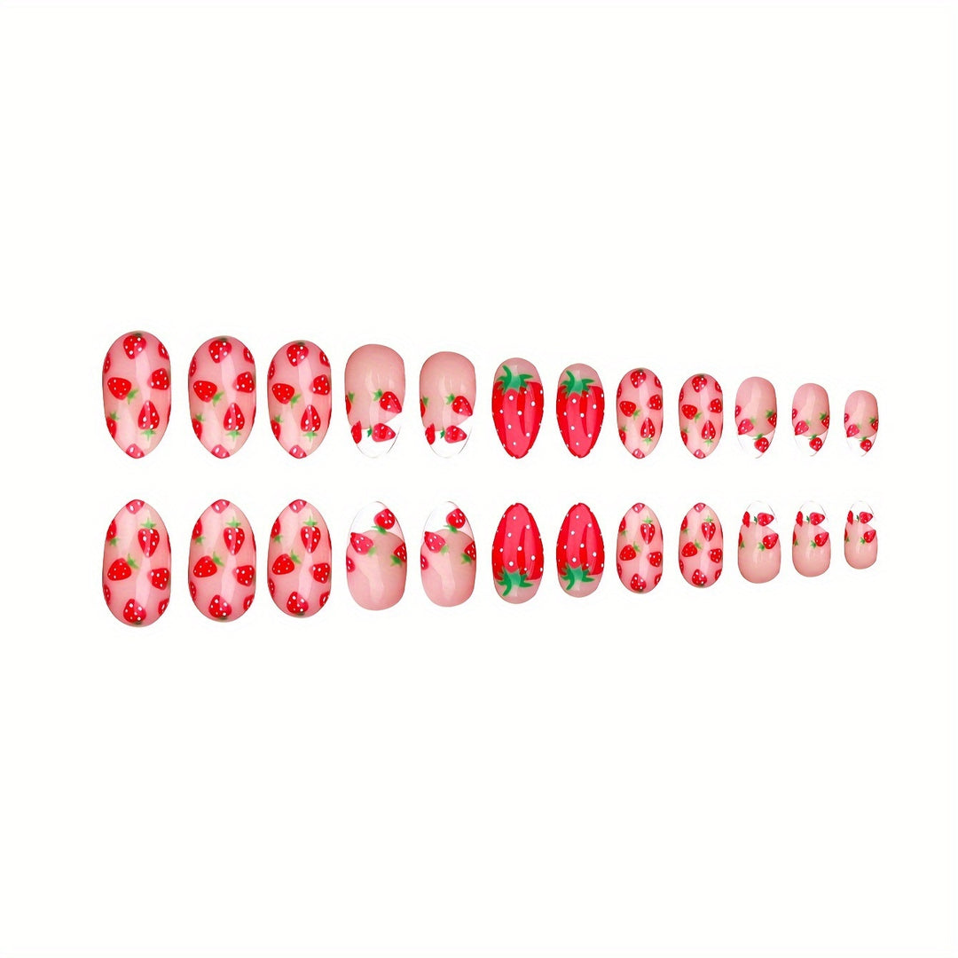 Erdbeer-Themen Press-On Nagel Set Karnz