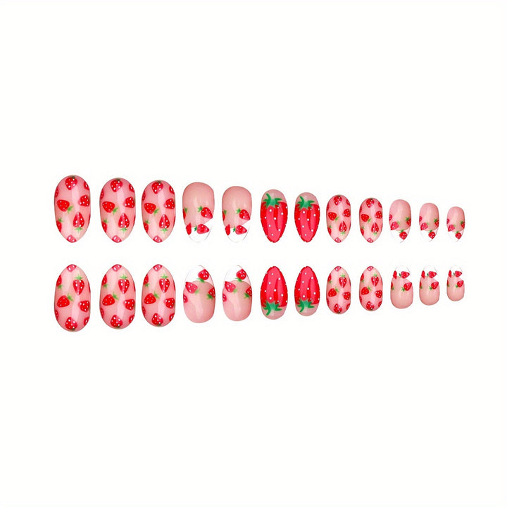 Erdbeer-Themen Press-On Nagel Set Karnz