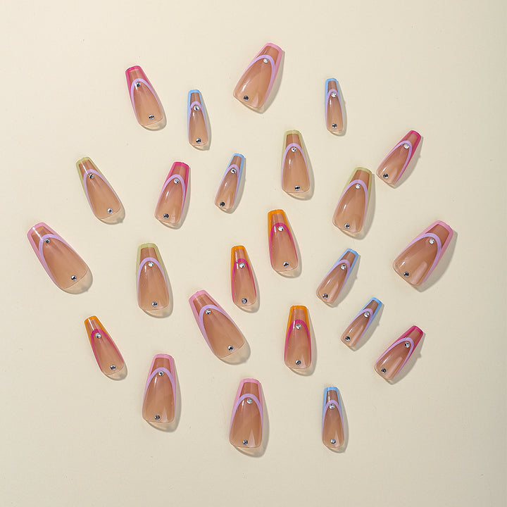 Dekorative Bunte Französische Spitze Nagelkunst Erweiterungen Karnz