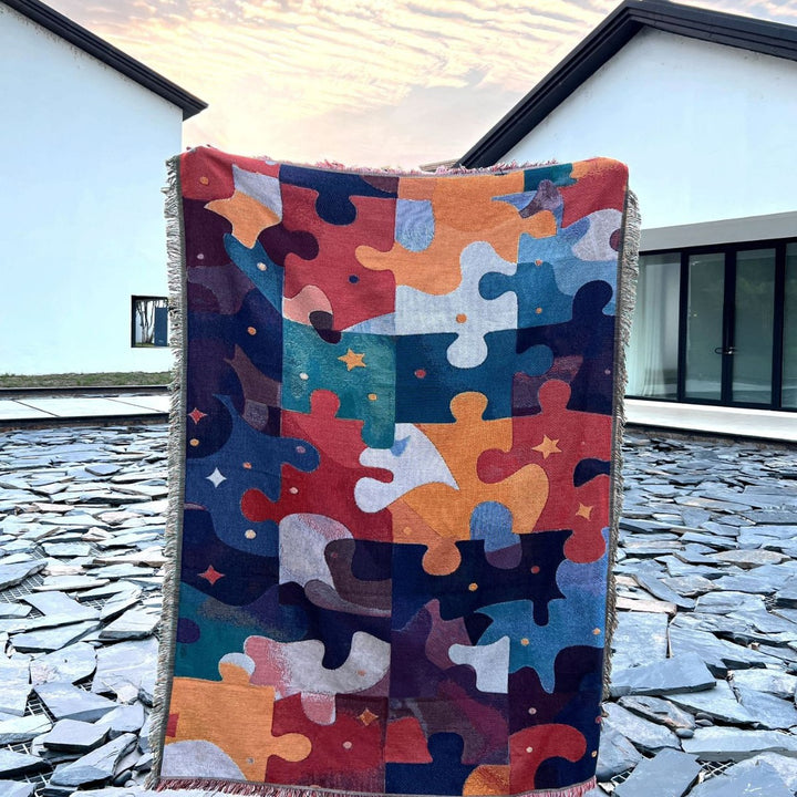 Puzzle-muster gewebte Wurfdecke