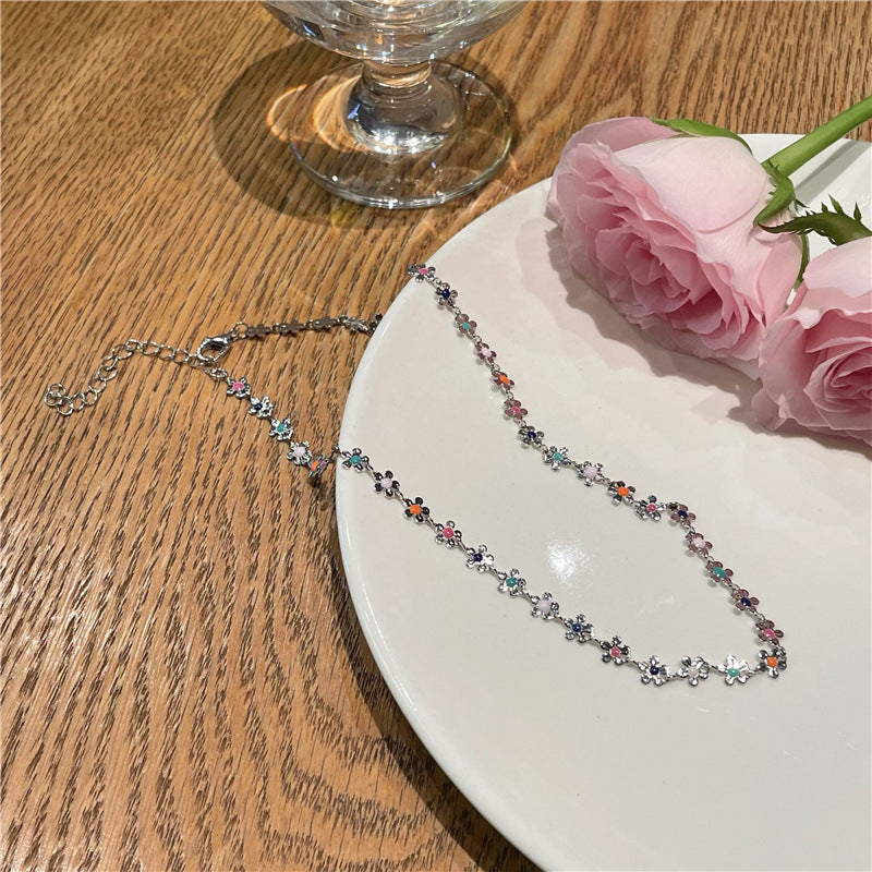 Floral Charm Choker Halskette Karnz