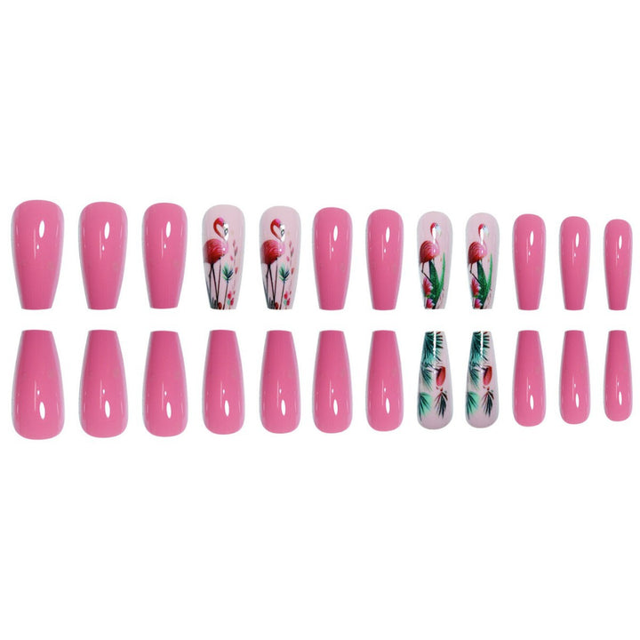 Floral Flamingo Druck-On-Nagelverlängerungen Karnz