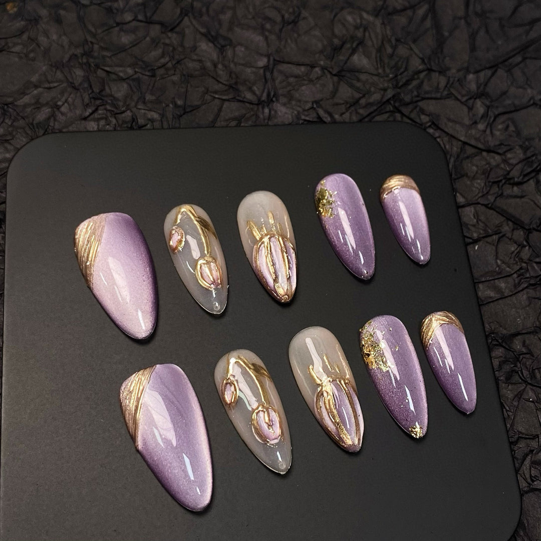 Elegantes florales Design Press-On-Nagelset