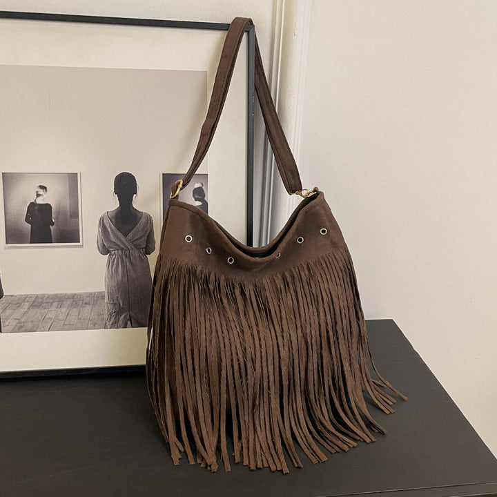 Suede Fringe Schultertasche Karnz