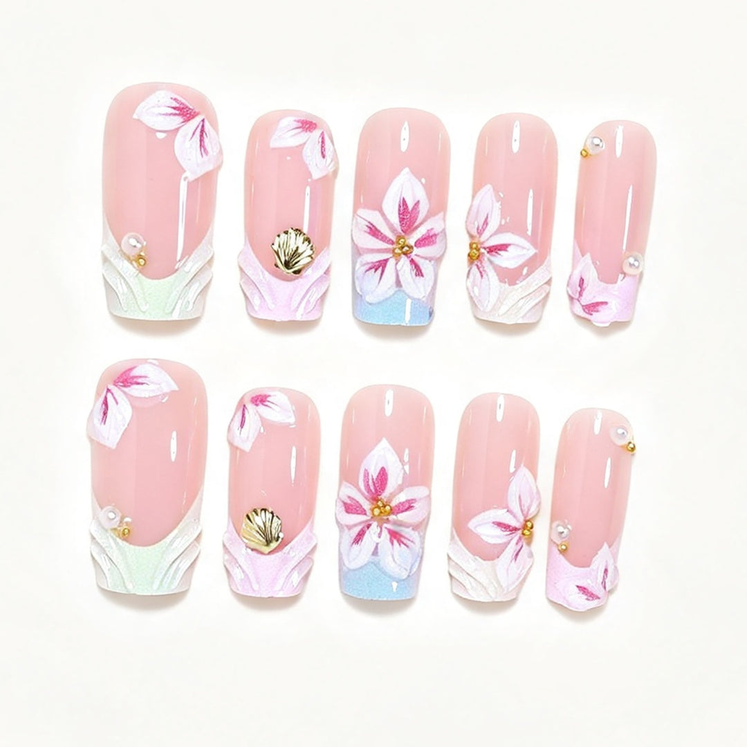 3D Blumen Design Press-On Nagelkunst Karnz