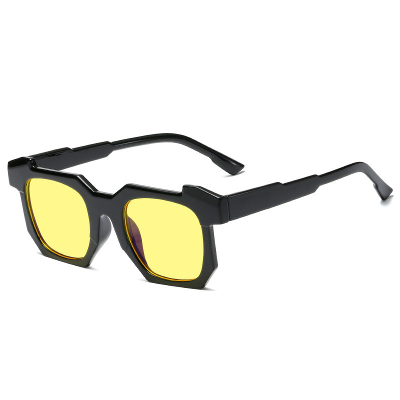 Damen geometrische Sonnenbrille mit markantem, hochwertigem Kunststoffrahmen Karnz