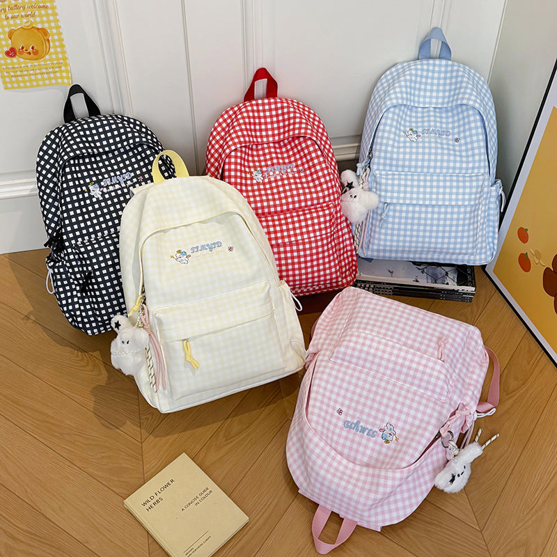 Süße Gingham-Muster Rucksack Karnz